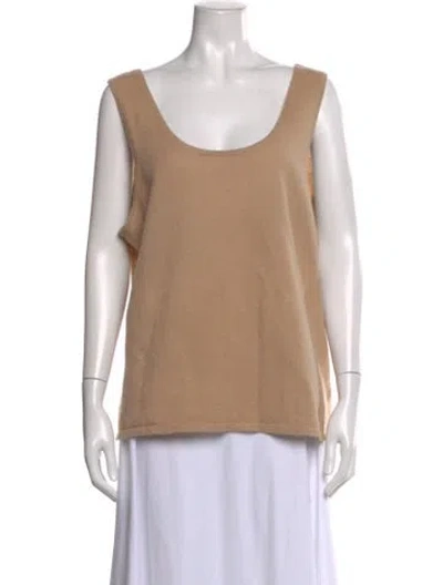 Pre-owned Neiman Marcus Cashmere Scoop Neck Sweater In Neutral