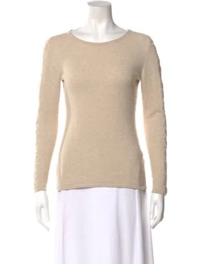Pre-owned Neiman Marcus Cashmere Scoop Neck Sweater In Neutral