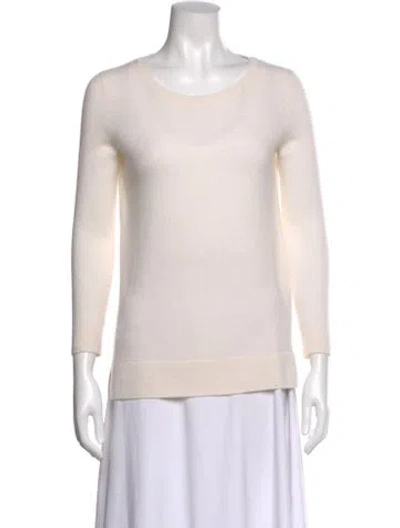 Pre-owned Neiman Marcus Cashmere Scoop Neck Sweater In Neutral