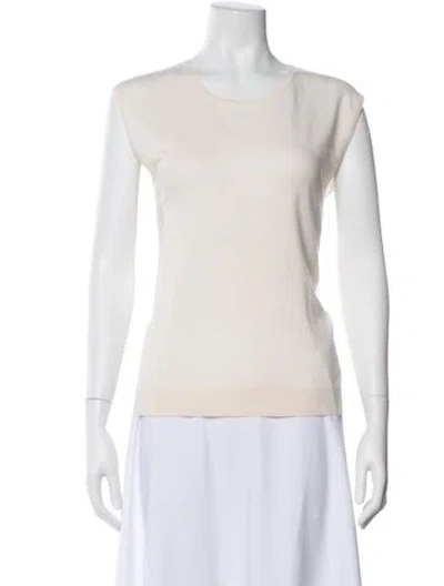 Pre-owned Neiman Marcus Cashmere Scoop Neck Sweater In Neutral