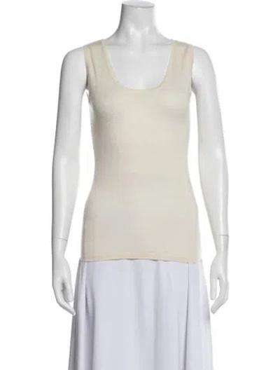 Pre-owned Neiman Marcus Cashmere Scoop Neck Sweater In Neutral