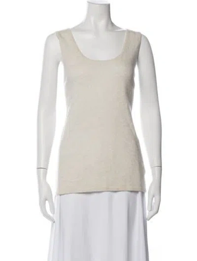 Pre-owned Neiman Marcus Cashmere Scoop Neck Sweater In Neutrals