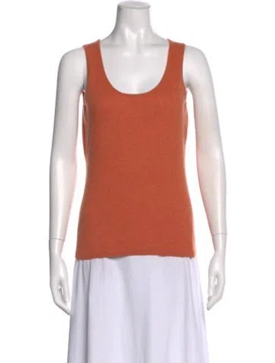 Pre-owned Neiman Marcus Cashmere Scoop Neck Sweater In Orange