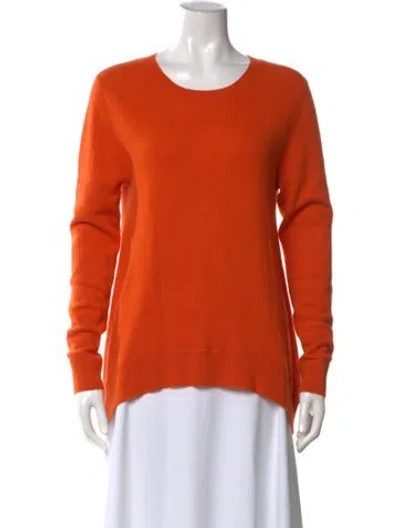 Pre-owned Neiman Marcus Cashmere Scoop Neck Sweater In Orange