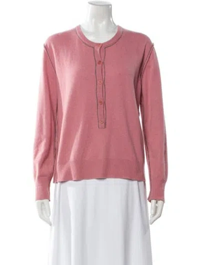Pre-owned Neiman Marcus Cashmere Scoop Neck Sweater In Pink