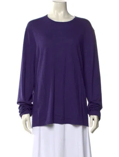 Pre-owned Neiman Marcus Cashmere Scoop Neck Sweater In Purple