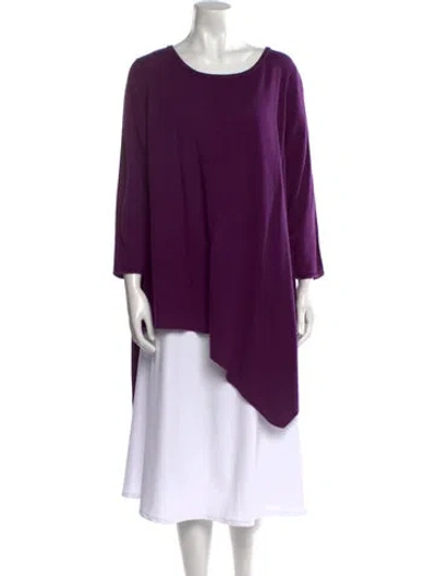 Pre-owned Neiman Marcus Cashmere Scoop Neck Sweater In Purple