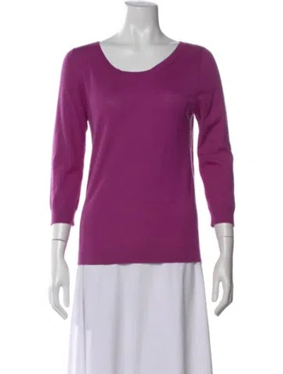 Pre-owned Neiman Marcus Cashmere Scoop Neck Sweater In Purple