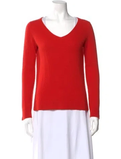 Pre-owned Neiman Marcus Cashmere Scoop Neck Sweater In Red