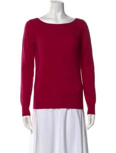 Pre-owned Neiman Marcus Cashmere Scoop Neck Sweater In Red