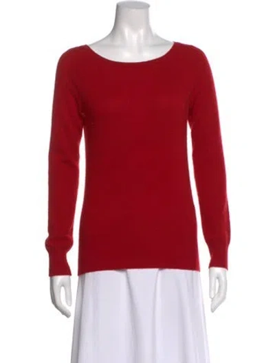 Pre-owned Neiman Marcus Cashmere Scoop Neck Sweater In Red
