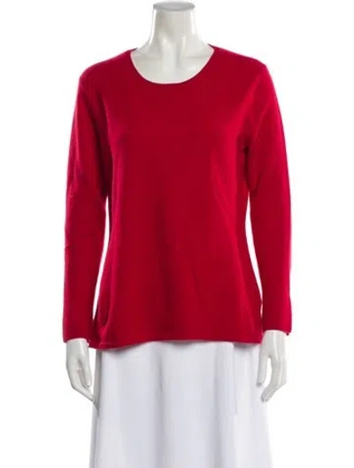 Pre-owned Neiman Marcus Cashmere Scoop Neck Sweater In Red