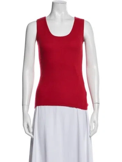 Pre-owned Neiman Marcus Cashmere Scoop Neck Sweater In Red