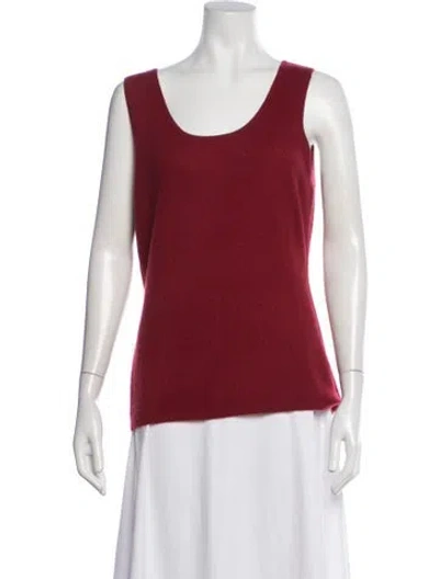 Pre-owned Neiman Marcus Cashmere Scoop Neck Sweater In Red