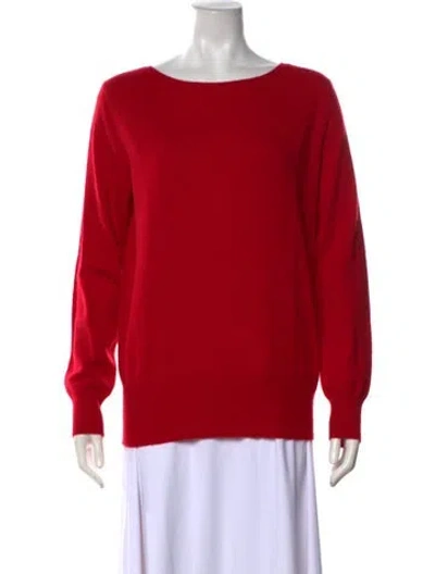 Pre-owned Neiman Marcus Cashmere Scoop Neck Sweater In Red