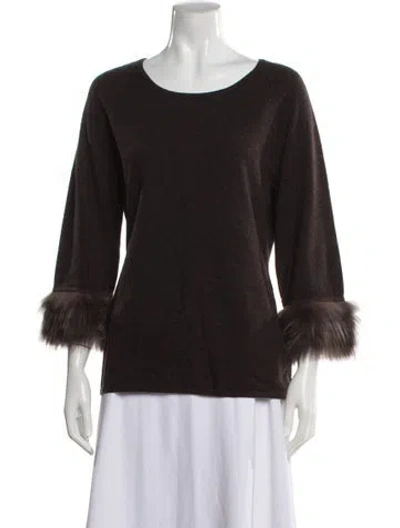 Pre-owned Neiman Marcus Cashmere Scoop Neck Sweater W/ Tags In Brown