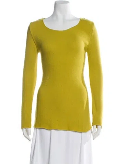 Pre-owned Neiman Marcus Cashmere Scoop Neck Sweater In Yellow