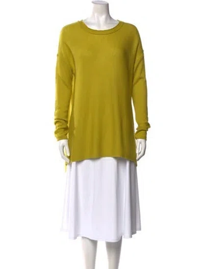 Pre-owned Neiman Marcus Cashmere Scoop Neck Sweater In Yellow