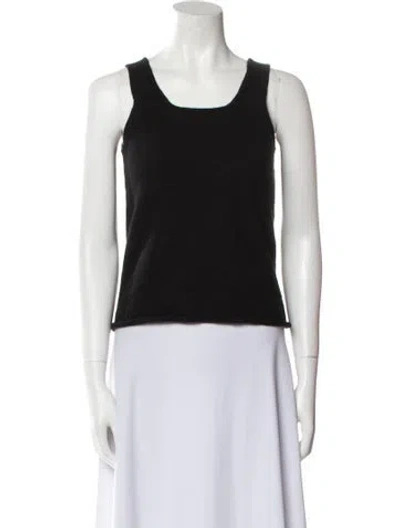 Pre-owned Neiman Marcus Cashmere Scoop Neck Top In Black