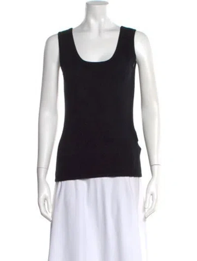 Pre-owned Neiman Marcus Cashmere Scoop Neck Top In Black