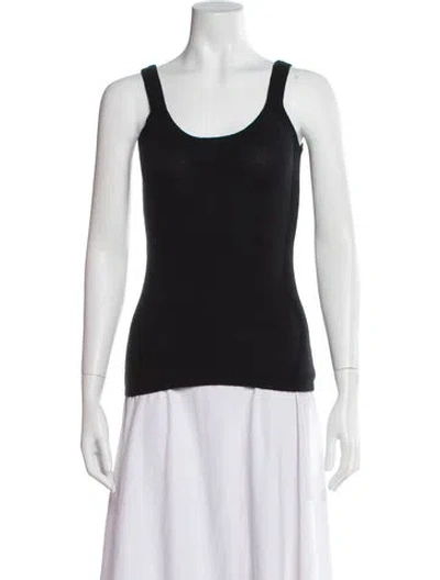 Pre-owned Neiman Marcus Cashmere Scoop Neck Top In Black