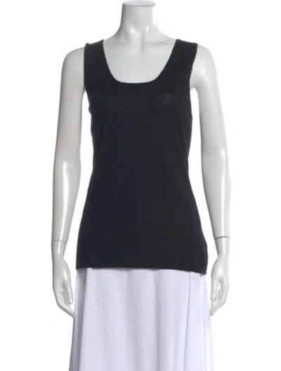 Pre-owned Neiman Marcus Cashmere Scoop Neck Top In Black