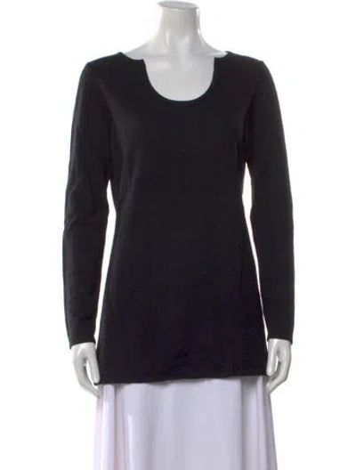 Pre-owned Neiman Marcus Cashmere Scoop Neck Top In Black