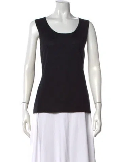 Pre-owned Neiman Marcus Cashmere Scoop Neck Top In Black