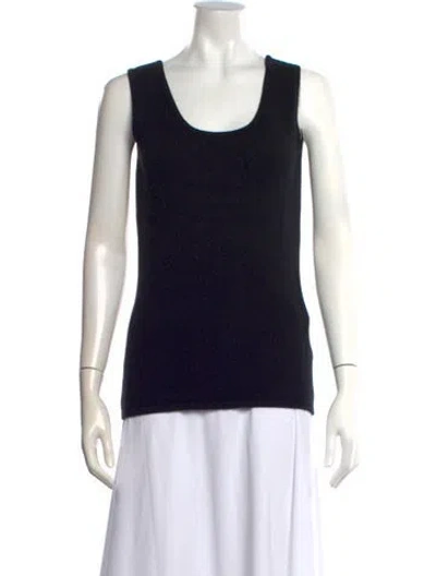 Pre-owned Neiman Marcus Cashmere Scoop Neck Top In Black