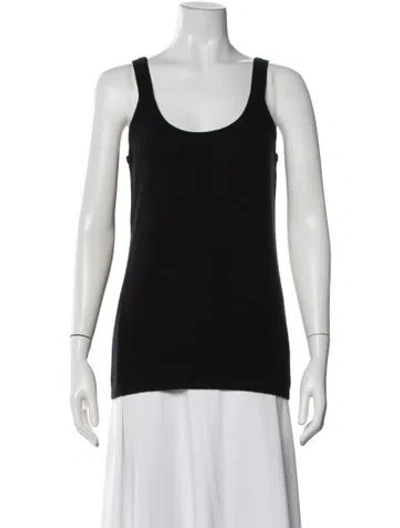 Pre-owned Neiman Marcus Cashmere Scoop Neck Top In Black