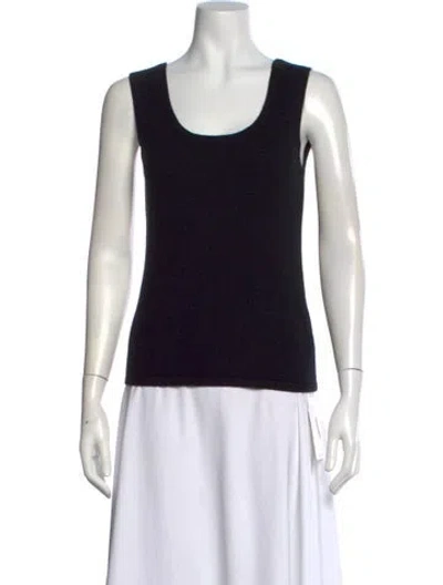 Pre-owned Neiman Marcus Cashmere Scoop Neck Top In Black