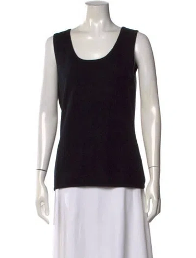 Pre-owned Neiman Marcus Cashmere Scoop Neck Top In Black