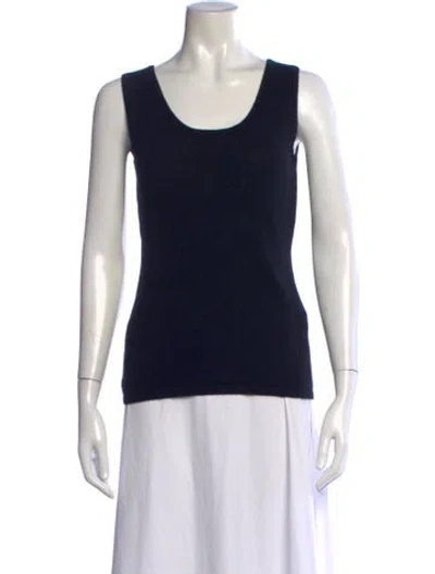 Pre-owned Neiman Marcus Cashmere Scoop Neck Top In Black