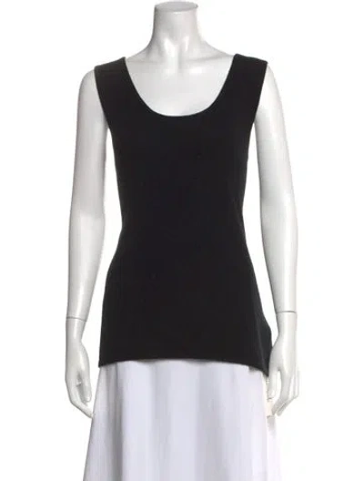 Pre-owned Neiman Marcus Cashmere Scoop Neck Top In Black