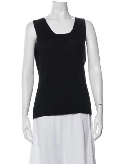 Pre-owned Neiman Marcus Cashmere Scoop Neck Top In Black