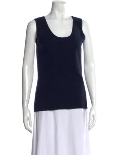 Pre-owned Neiman Marcus Cashmere Scoop Neck Top In Blue