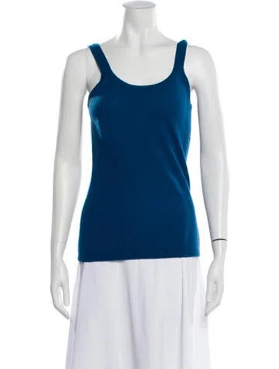 Pre-owned Neiman Marcus Cashmere Scoop Neck Top In Blue