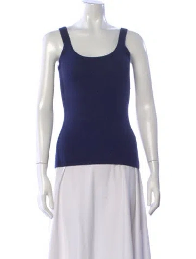 Pre-owned Neiman Marcus Cashmere Scoop Neck Top In Blue
