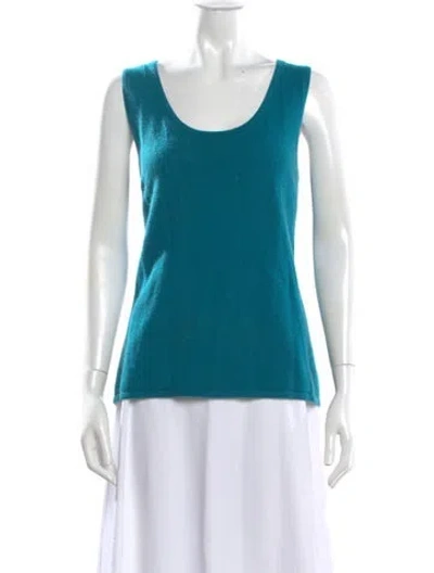 Pre-owned Neiman Marcus Cashmere Scoop Neck Top In Blue