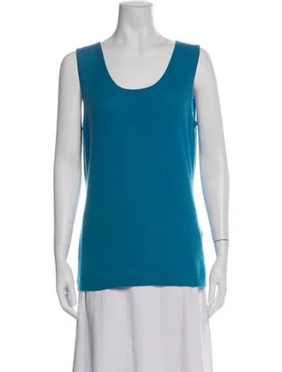 Pre-owned Neiman Marcus Cashmere Scoop Neck Top In Blue