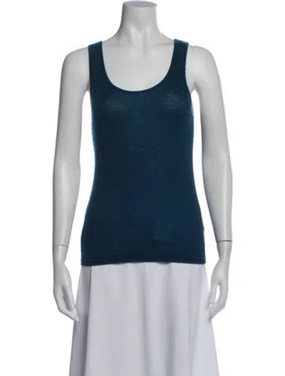 Pre-owned Neiman Marcus Cashmere Scoop Neck Top In Blue