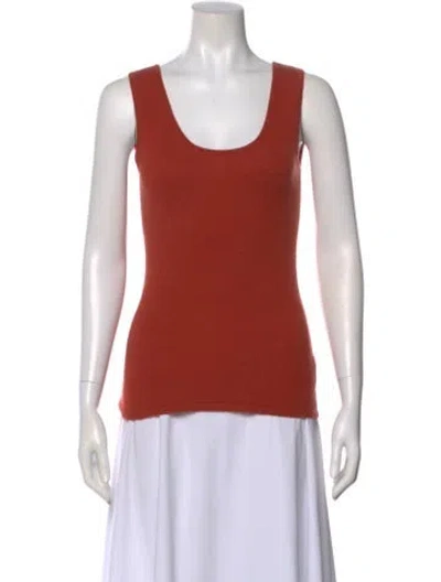 Pre-owned Neiman Marcus Cashmere Scoop Neck Top In Brown