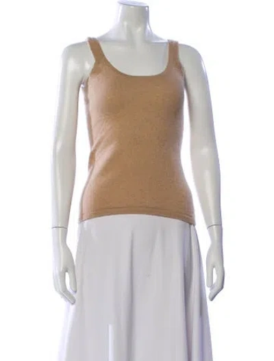 Pre-owned Neiman Marcus Cashmere Scoop Neck Top In Brown