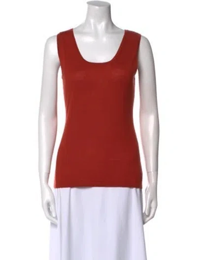 Pre-owned Neiman Marcus Cashmere Scoop Neck Top In Brown