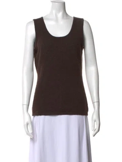 Pre-owned Neiman Marcus Cashmere Scoop Neck Top In Brown