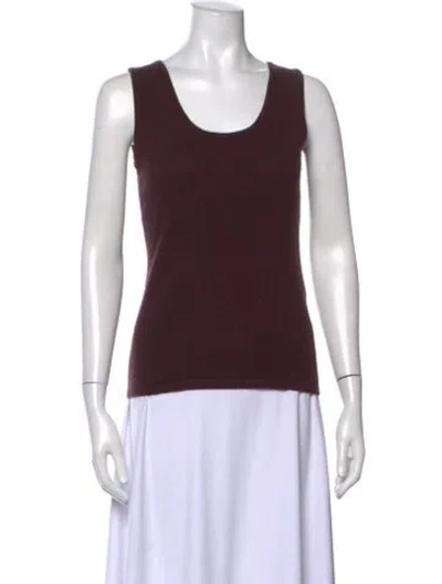 Pre-owned Neiman Marcus Cashmere Scoop Neck Top In Burgundy