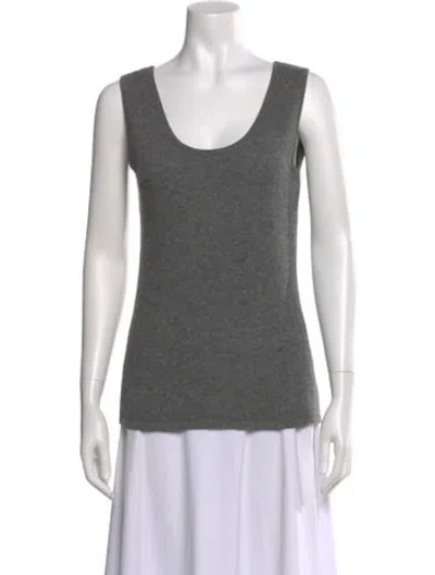 Pre-owned Neiman Marcus Cashmere Scoop Neck Top In Gray