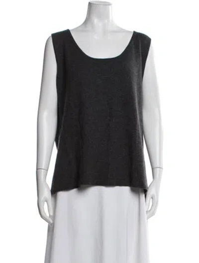 Pre-owned Neiman Marcus Cashmere Scoop Neck Top In Gray