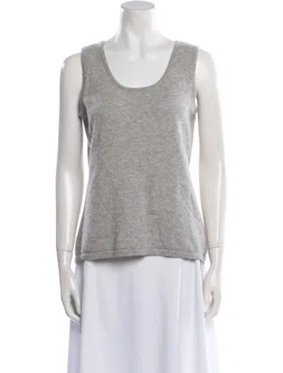 Pre-owned Neiman Marcus Cashmere Scoop Neck Top In Gray