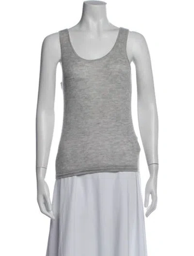 Pre-owned Neiman Marcus Cashmere Scoop Neck Top In Gray